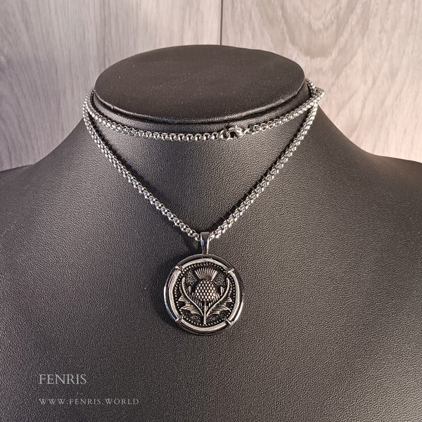 scottish thistle coin necklace silver