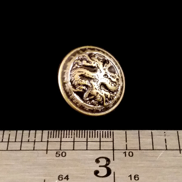 buttons metal antique gold dragon asian