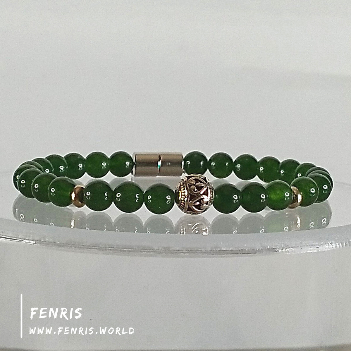 Jade Bracelet Gemstone Green Bead Magnetic Clasp – Fenris