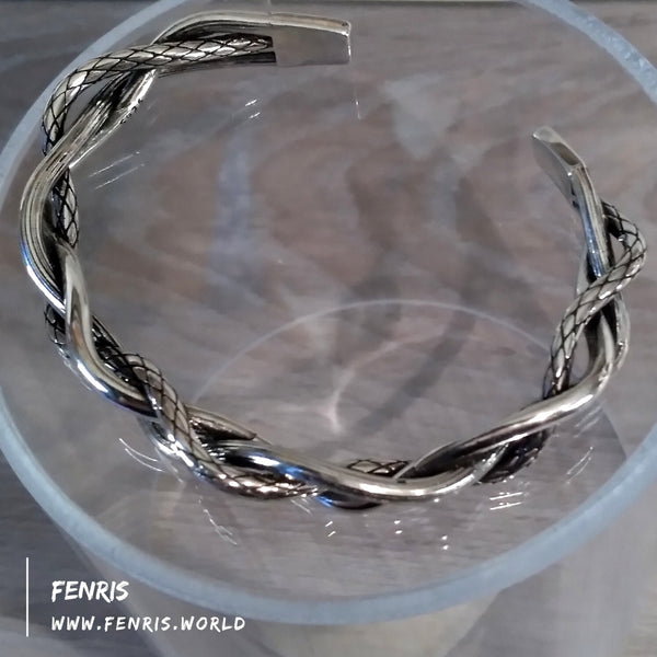 mens braided silver bracelet