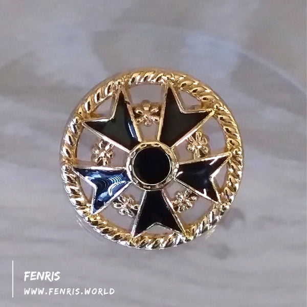 buttons gold flower star black enamel designer coat jacket