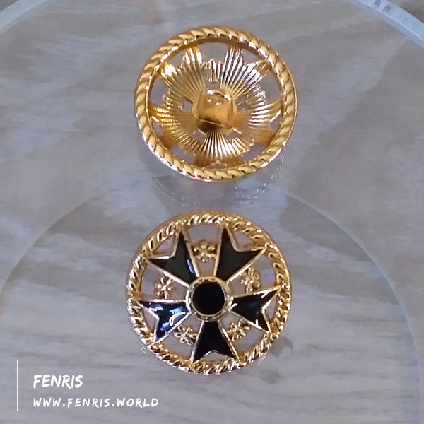 buttons gold black enamel coat jacket designer cosplay star flower