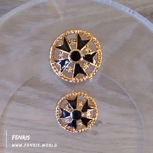 buttons gold black enamel coat jacket designer cosplay star flower