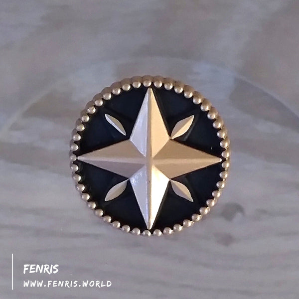 buttons gold compass rose star black enamel coat cosplay