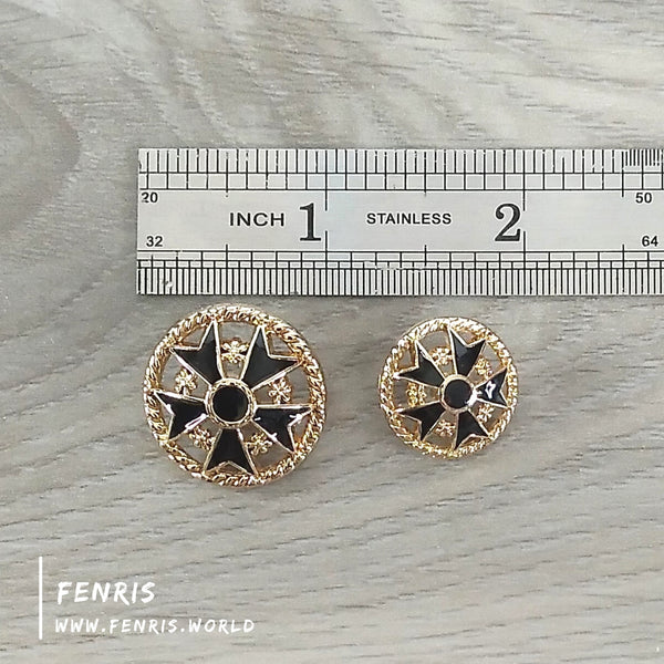 buttons gold black enamel coat jacket designer cosplay star flower