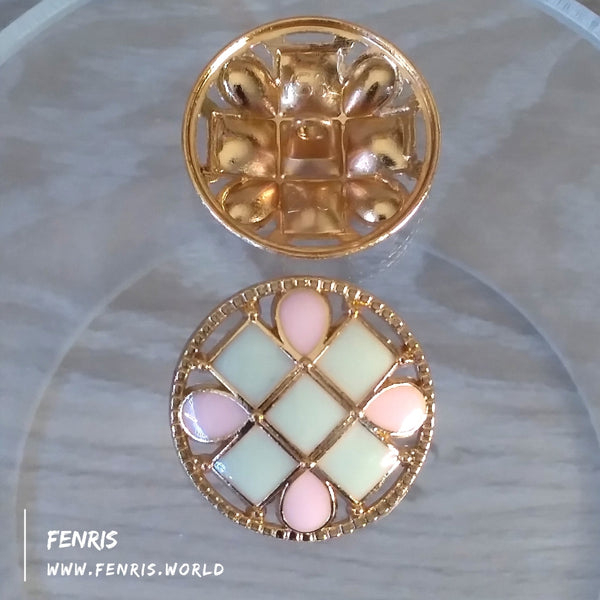 buttons gold pink green enamel pastel jacket coat designer