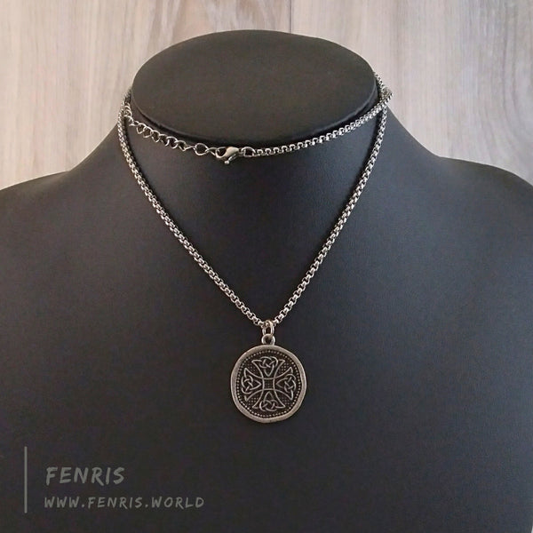 necklace silver celtic cross coin knot mens womens
