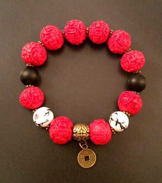 carved cinnabar bracelet