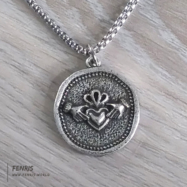 claddagh silver coin necklace celtic irish