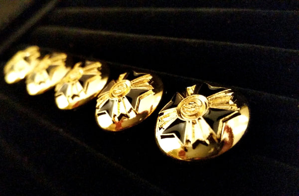 buttons metal gold black enamel cross jacket coat