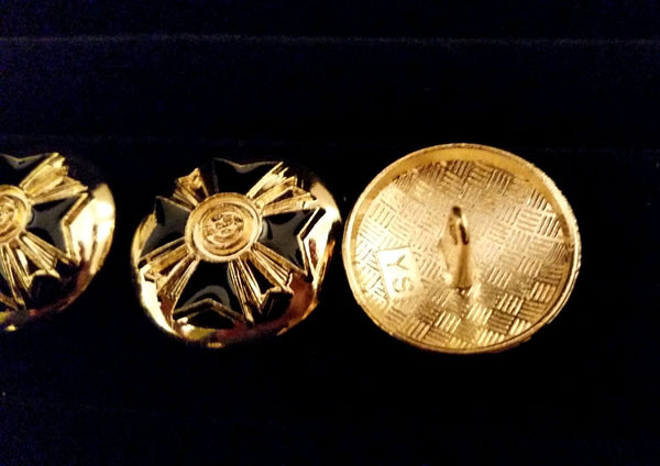 buttons metal gold black enamel cross jacket coat