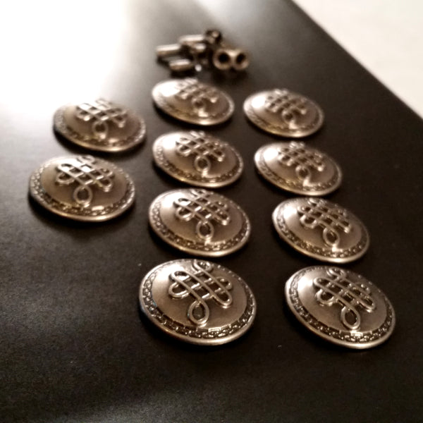 rivets conchos silver eternity knot knotwork buddhist celtic