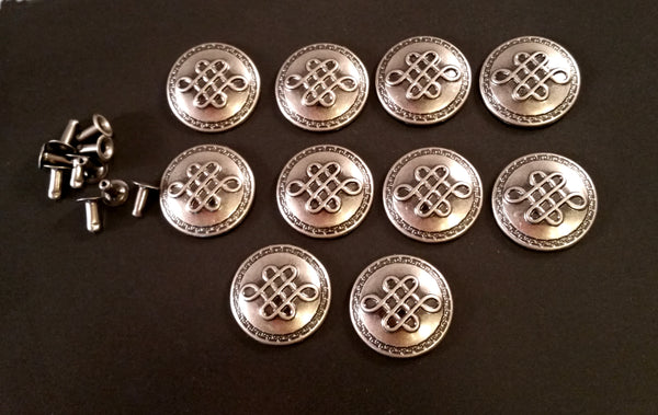 rivets conchos silver eternity knot knotwork buddhist celtic