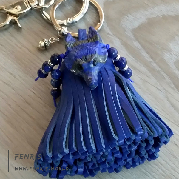 blue lapis wolf keychain