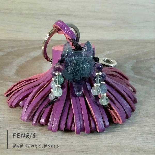 purple leather keychain
