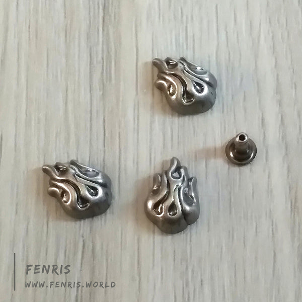 rivets silver flame biker leather