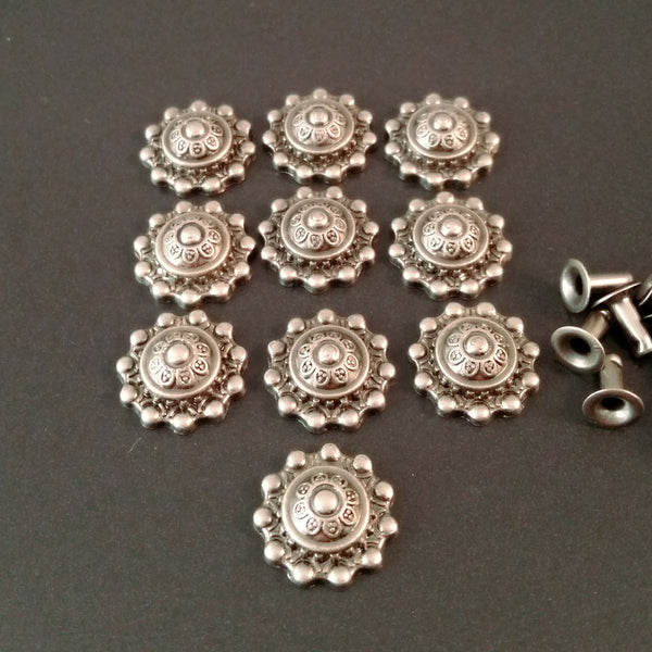 round dome rivet dots silver leather decoration