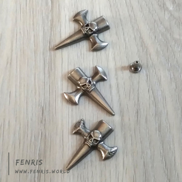 rivets studs silver skull cross