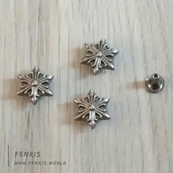 rivets studs silver star snowflake chaos
