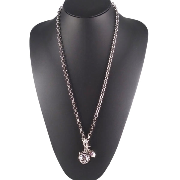 silver purple amethyst necklace