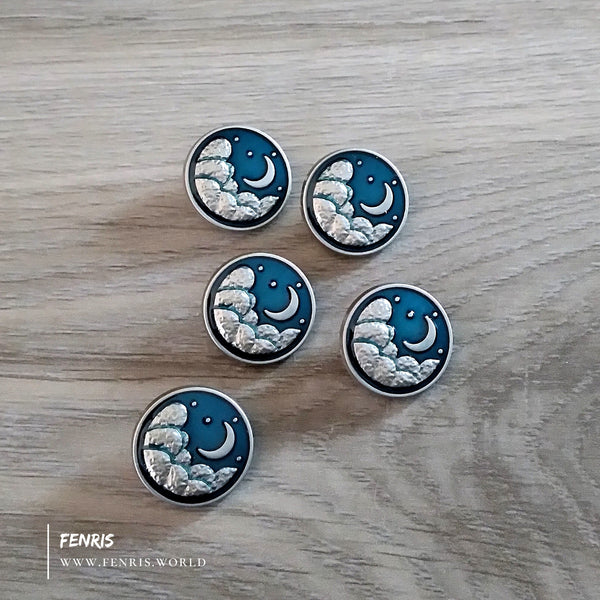 silver moon and stars buttons