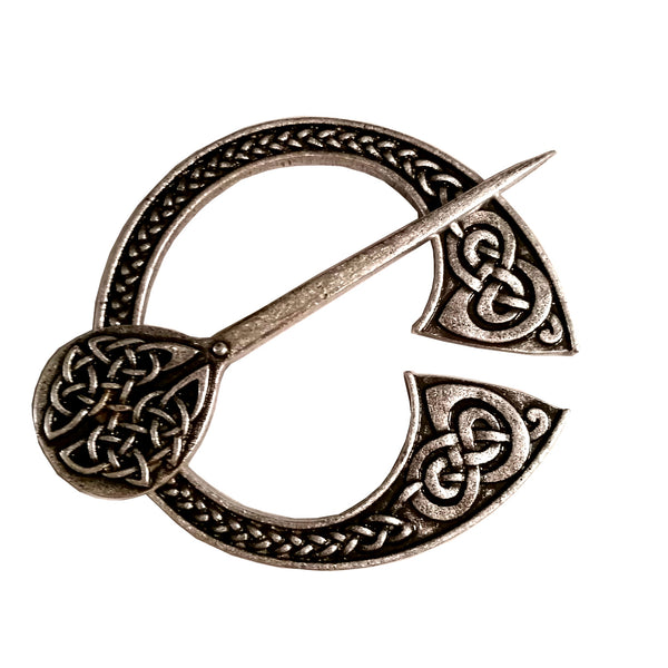 cloak pin brooch silver penannular celtic viking knot work