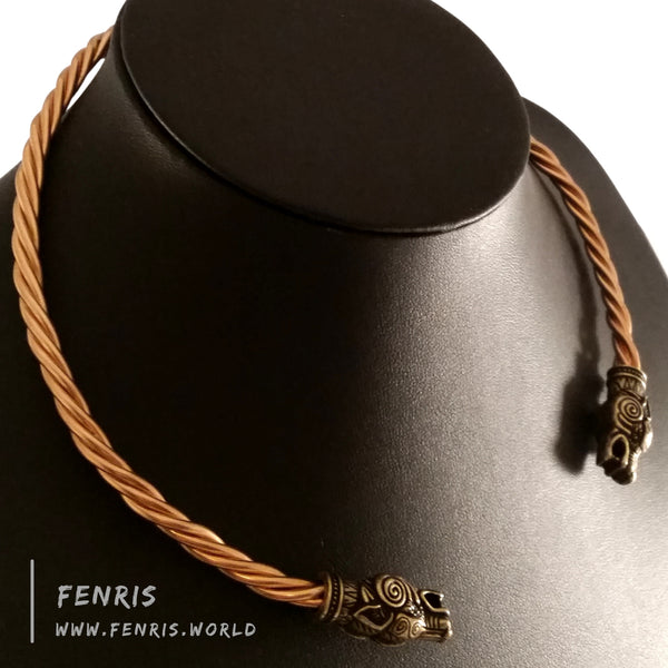 viking torc bronze wolf