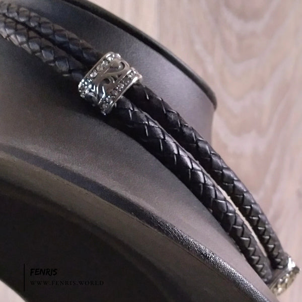 silver wolf torc knotwork leather viking celtic pagan