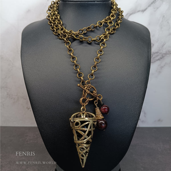 bronze pentagram agate garnet necklace