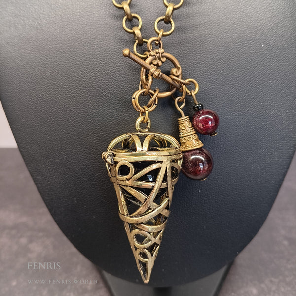 bronze pentagram agate garnet necklace