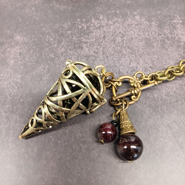 bronze pentagram agate garnet necklace