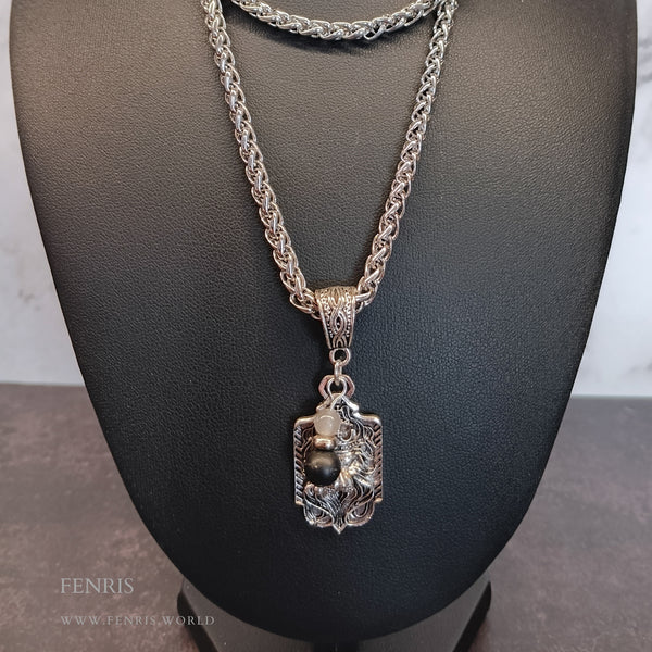 lion crown dog tag necklace silver