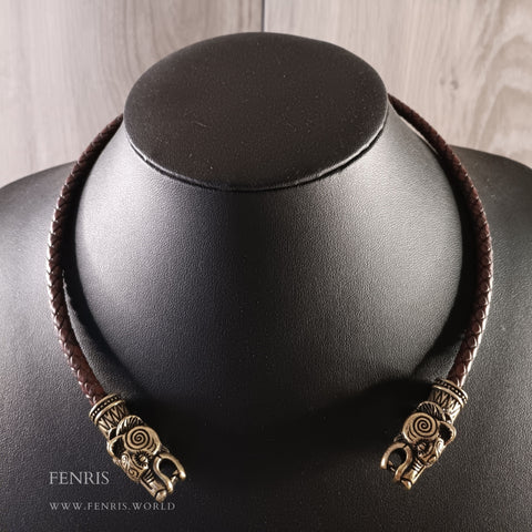 bronze bear torc brown leather