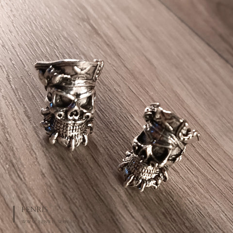 beard braid beads pirate skull silver