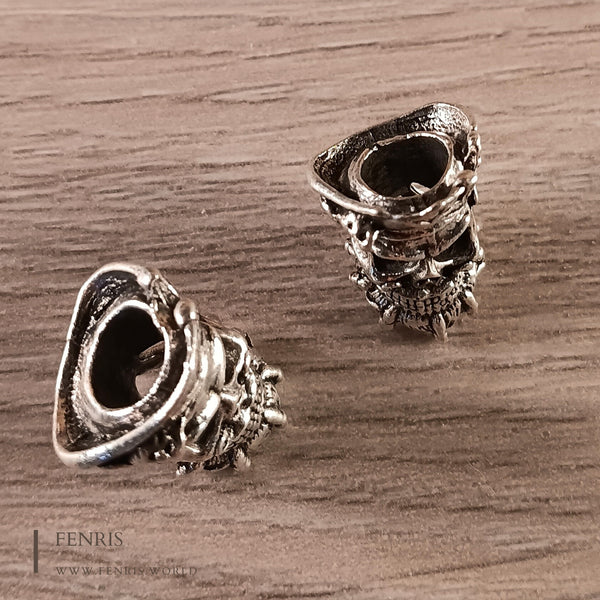 beard braid beads pirate skull silver