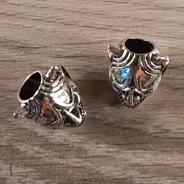 beard braid beads yokai demon oni silver