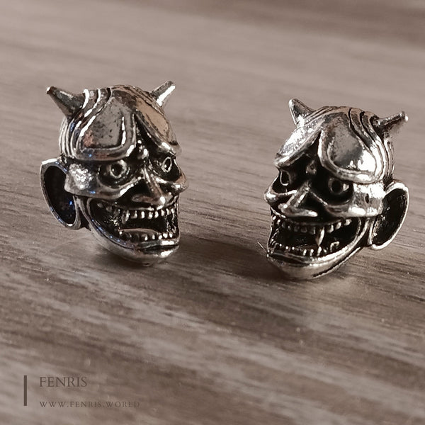 beard braid beads yokai demon oni silver