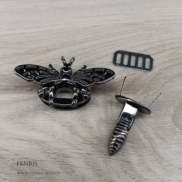 bee handbag bag clasp gunmetal black