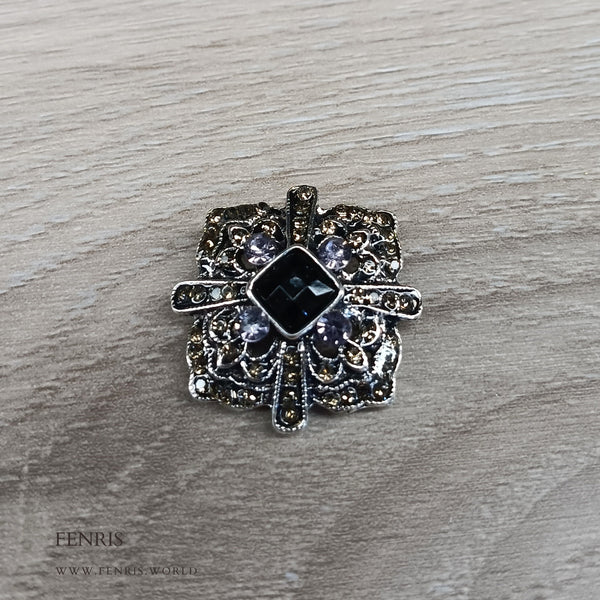 silver square jeweled buttons retro designer art deco