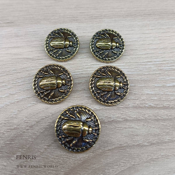antique gold brass beetle scarab buttons