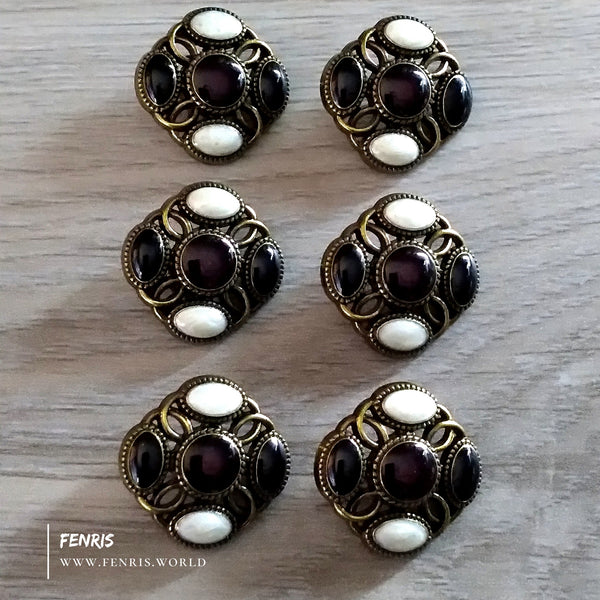 bronze jeweled buttons square metal coat jacket