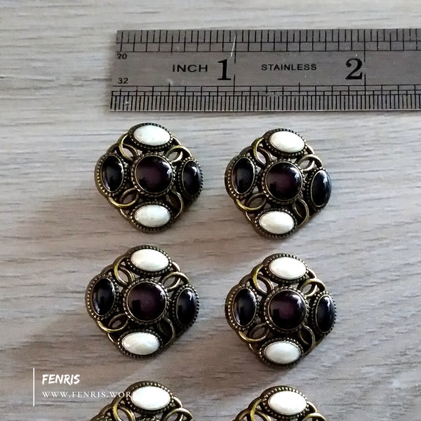 bronze jeweled buttons square metal coat jacket