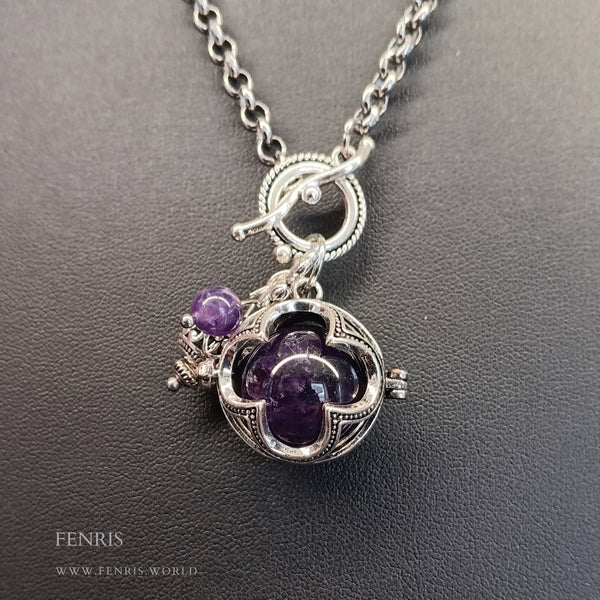 Purple Amethyst Necklace Silver Gothic Sphere | Fenris
