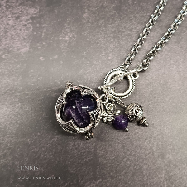 Purple Amethyst Necklace Silver Gothic Sphere | Fenris