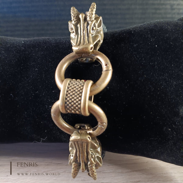 dragon bracelet bronze black scale leather