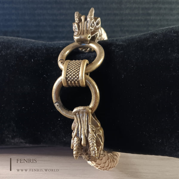 bronze dragon bracelet tan leather