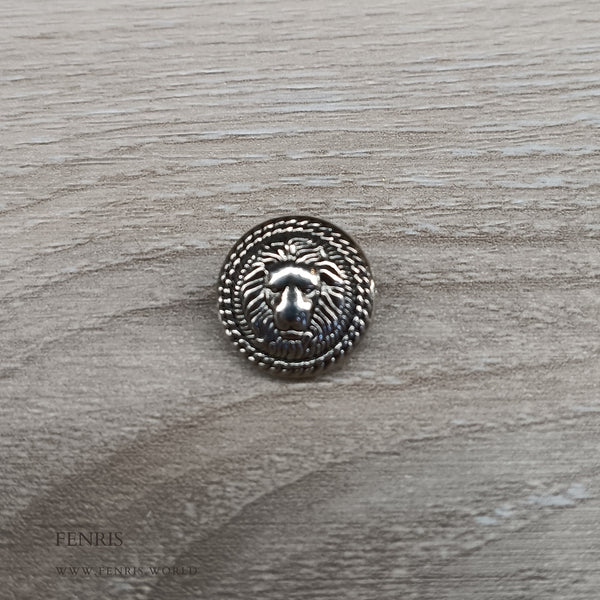 round silver lion head metal buttons