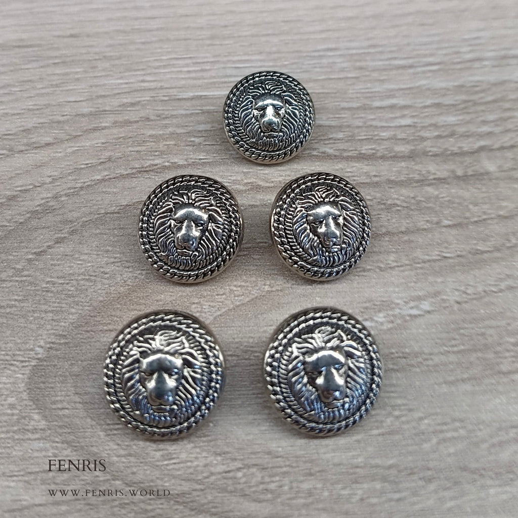 Silver Neck Button Silver Lion Head Buttons Metal – Fenris