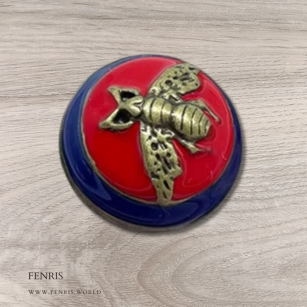 gold brass bee buttons red blue enamel designer coat jacket metal