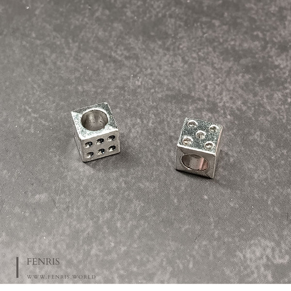 silver dice beard beads